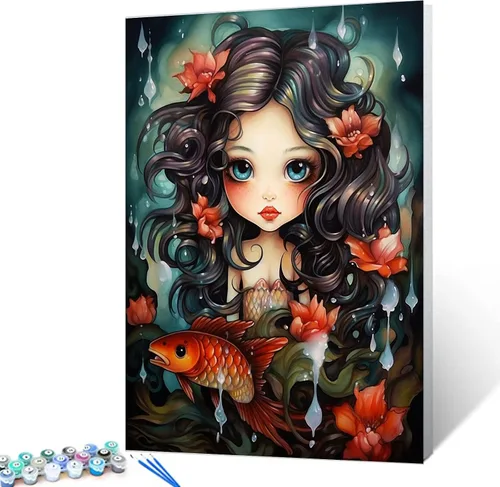 Vista 16 de Kit de pintura por números, lienzo de 16 x 20 pulgadas, pintura al óleo para niños, 16 x 20 pulgadas, pintura al óleo para adultos, adultos