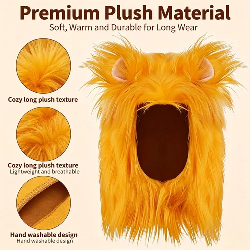 Vista 4 de Máscara de cabeza de león de Halloween, máscara realista de cabeza completa, máscara de cosplay, disfraz de animal para mascarada, carnaval