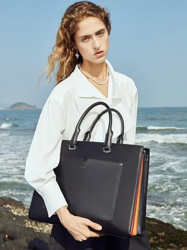 Vista 2 de CLUCI Maletín de cuero para mujer portátil de 15.6 pulgadas profesional de trabajo de negocios para mujer, bolso de hombro