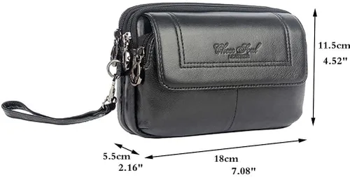 Vista 6 de Hebetag Cartera de cuero para hombre, organizador de muñeca