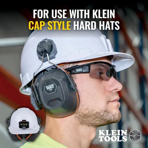 Vista 6 de Klein Tools 60532 orejeras con tapa y accesorio para casco de seguridad, 26dB NRR para construcción, fabricación, mantenimiento