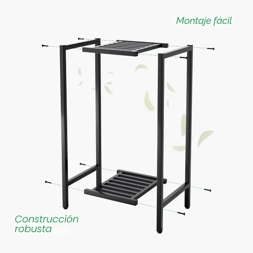 Vista 5 de Zhongma Soporte para Plantas de Interior y Exterior de 2 Niveles de 30" de Alto, 12 L x 12 W x 30 H pulgadas, Soporte de Flores de Metal Cuadrado