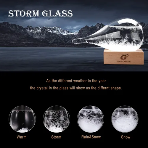 Vista 3 de Predictor meteorológico de vidrio de tormenta, regalos únicos de Navidad, barómetro de globo de nieve de Navidad, estación meteorológica de vidrio
