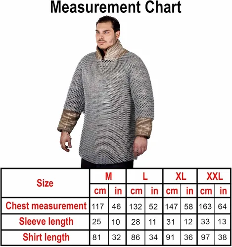 Vista 2 de Lord of Battles Media manga medieval camisa de alambre de acero anillos redondos a tope armadura de malla para recreaciones históricas LARP