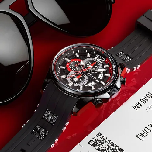 Vista 4 de FEICE Men's Wristwatches Sport Waterproof Chronograph Analog Quartz Watch Wtih Rubber Strap Fashion Luminous Dress Watch Business Clock Luxury