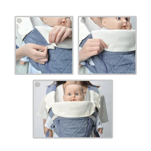 Vista 6 de Bebamour Babero reversible de algodón para todas las posiciones de transporte, babero blanco para niños y niñas (elefante)
