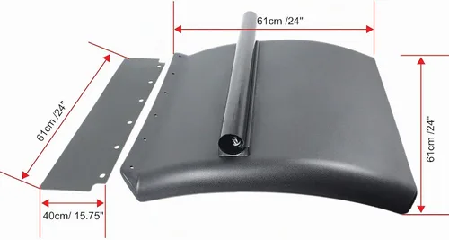 Vista 7 de Par de guardabarros negros de polietileno de cuarto para semirremolque, 24" x 24" Freightliner Kenworth Peterbilt con herrajes, kit de aletas