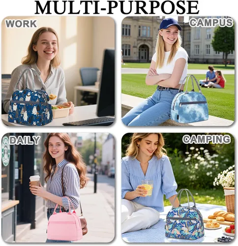 Vista 7 de Bolsa de almuerzo aislada FlowFly - Bolsa de asas organizadora para mujeres/hombres, Alpaca