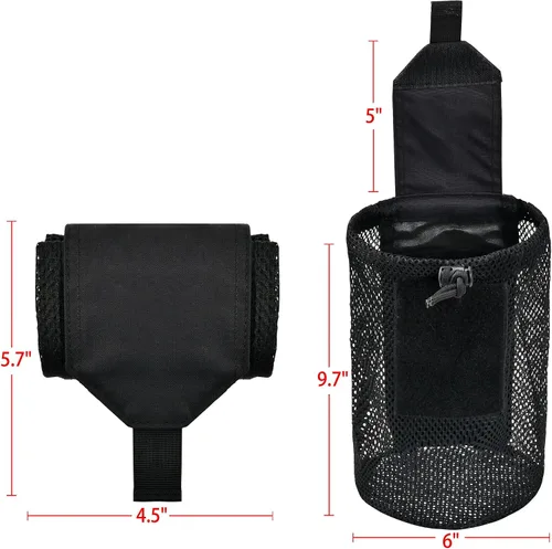 Vista 4 de SABADO Bolsa táctica Molle de malla de malla para cinturón con cordón, plegable, flexible, duradera, con gancho y bucle, se despliega con una