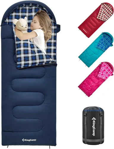 Vista 14 de KingCamp 45°F Kids Sleeping Bag, 100% Flannel Sleeping Bag for 10-12 Child