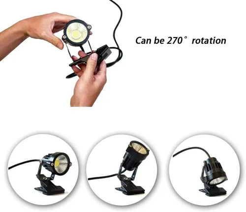 Vista 2 de Lámpara LED con clip de 5 W, luz direccional de bala con abrazadera, letrero impermeable para exteriores, iluminación de pizarra, lámpara de trabajo