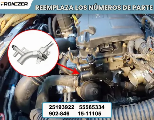 Vista 3 de Carcasa de termostato de refrigerante de motor de aluminio con salida de agua compatible con Chevy Cruze 2011-2016, Chey Sonic 2012-2020, Chevy Trax