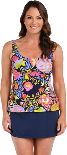 Vista 6 de Maxine of Hollywood Womens Scoop Neck Tankini Swimsuit Top Multi/ Flores Flotantes