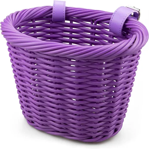 Vista 10 de MEGHNA Mini cesta tejida para bicicleta para manillar de bicicleta para niña y niño para scooter, varios colores Azul