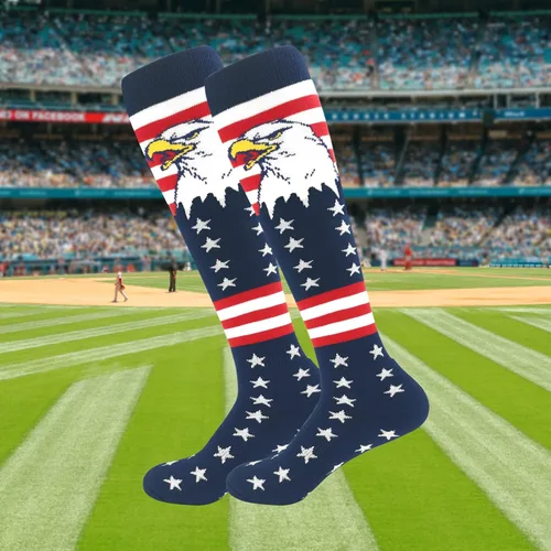 Vista 6 de Calcetines altos hasta la rodilla con la bandera americana, patrióticos por encima de la pantorrilla, para béisbol, fútbol, sóftbol y fútbol