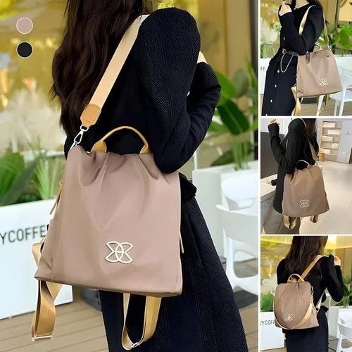 Vista 2 de BIMEL Bolsa multiusos antirrobo, bolsa de tela Oxford cruzada de 3 vías, mochila de viaje ligera mochila de viaje ligera, Café, Bolso cruzado