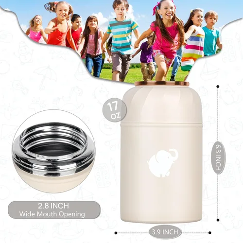 Vista 10 de HOUSETEC Termo para comida caliente – Contenedor de alimentos aislado con tenedor y cuchara plegable, termo de alimentos a prueba de fugas, termo