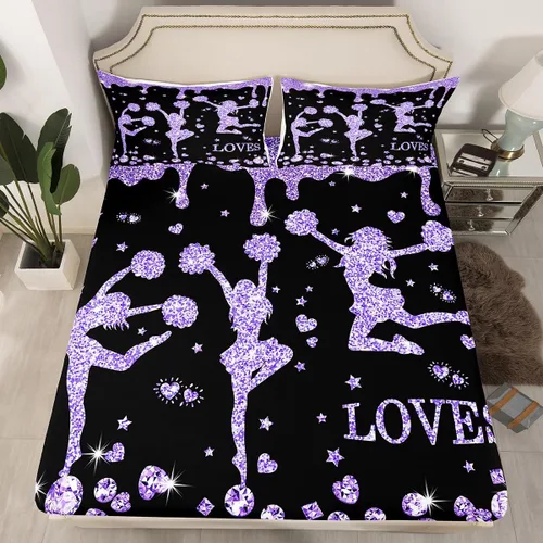 Vista 13 de Erosebridal Sábana bajera ajustable de gimnasia con bolsillo profundo para niñas y niños, tamaño individual, juego de ropa de cama deportiva