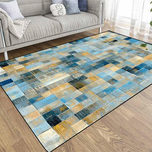 Vista 56 de TOMWISH - Alfombra abstracta pintada a mano en blanco y negro con pintura dorada, sala de estar, dormitorio, decoración de suelo, alfombra