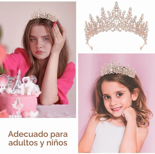 Vista 6 de CAVETEE Corona y banda de princesa de cumpleaños, corona de cumpleaños con banda de purpurina para decoraciones de fiesta de princesa, accesorios