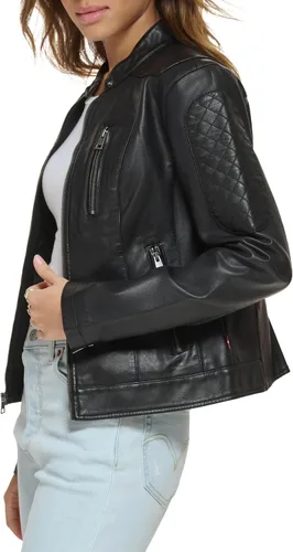 Vista 2 de Levi's Chaqueta de motocross Racer de piel sintética para mujer (estándar y plus)