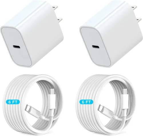 Vista 9 de Cargador de teléfono, adaptador de cargador rápido de pared PD USB C de 20 W con cable de carga súper rápido de 6 pies (A5)