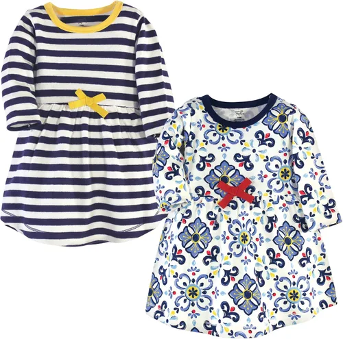 Vista 36 de Touched by Nature - Vestidos de manga corta y manga larga de algodón orgánico para niñas pequeñas, bebés y mujeres Manga larga con flores abstractas