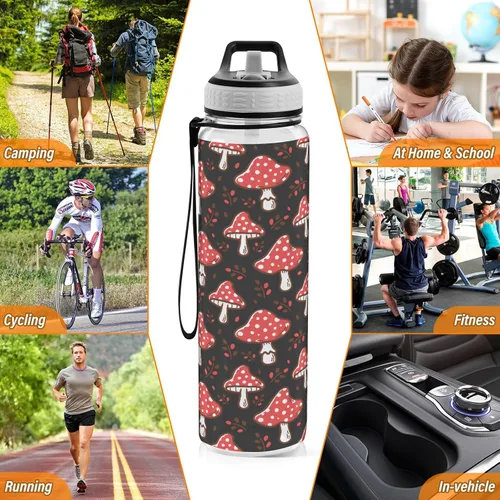Vista 7 de Fustylead Amanita - Botella de agua de 32 onzas con popote, transparente a prueba de fugas, para mujeres y hombres, para deportes al aire libre