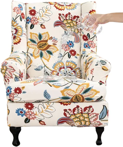 Vista 46 de CRFATOP Fundas para silla de alas estampadas, 2 piezas, elásticas con respaldo de ala, fundas de tela de elastano con respaldo de ala, fundas