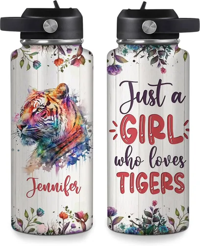 Vista 20 de Hyturtle Botella de agua personalizada con diseño de oso – Botella de acero inoxidable aislada de viaje con tapa a prueba de fugas, 18 onzas, 32