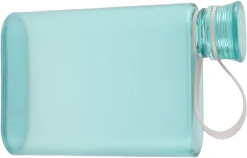 Vista 7 de CHICIRIS Botella de agua portátil a prueba de fugas, diseño rectangular transparente de 12.8 fl oz, frasco de viaje de mano para deportes al aire