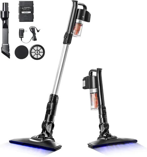 Vista 10 de IRIS USA Aspiradora ciclónica inalámbrica con cabezal de cepillo motorizado, base de soporte y 4 accesorios, barra de succión de 60 K RPM, batería