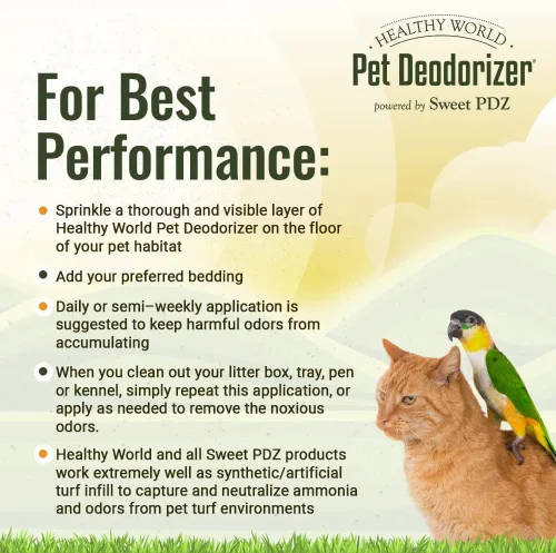 Vista 3 de Sweet PDZ - Desodorizador para mascotas Healthy World - Aditivo para hábitat y caja de arena para mascotas - 3.5 libras