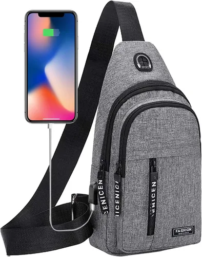 Vista 6 de Gecau Bolso bandolera multiusos - Bolso cruzado en el pecho - Mochila deportiva de senderismo - Mochila casual para hombres y mujeres