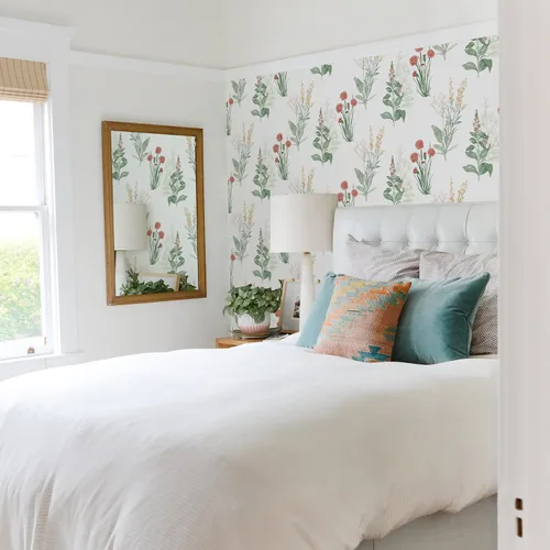 Vista 2 de Orainege Papel tapiz floral para despegar y pegar, papel de contacto bohemio de 16.9 x 118.1 pulgadas, papel de pared autoadhesivo extraíble