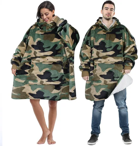 Vista 11 de Tirrinia - Sudadera con capucha de gran tamaño, manta de sherpa cómoda, reversible, gigante, para adultos, hombres, mujeres, adolescentes, esposa