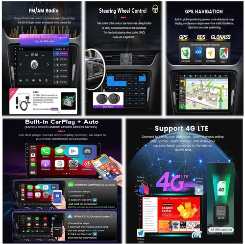 Vista 6 de Android Autoradio 9 pulgadas navegación GPS Bluetooth coche reproductor multimedia sistema IPS DSP 4G WiFi BT FM AM Carplay RDS DSP GPS coche