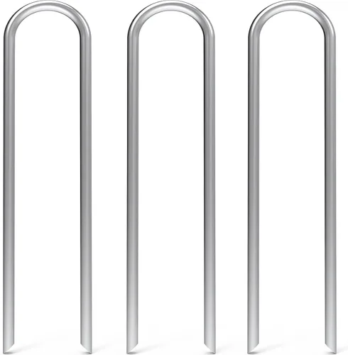 Vista 13 de MySit Paquete de 80 estacas de jardín de 4 pulgadas, estacas de riego por goteo galvanizadas en forma de U, estacas de tierra para manguera