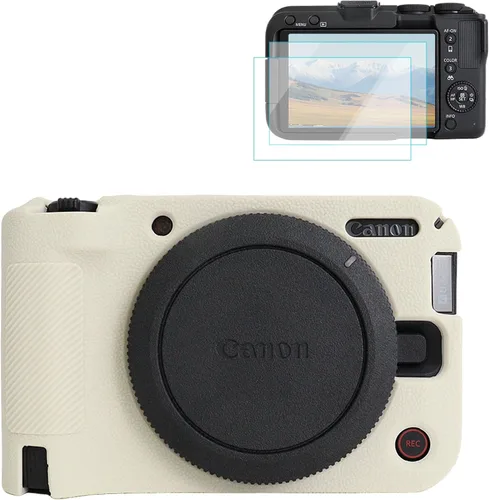 Vista 11 de Rieibi Funda de silicona para cámara Canon EOS R50 V, funda protectora suave para cámara Canon EOS R50V, accesorios con 2 protectores de pantalla