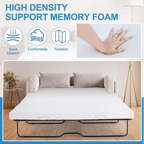 Vista 2 de SUNYRISY Colchón Plegable de Repuesto para Sofá Cama de Espuma Viscoelástica de 4 Pulgadas, Colchón Tríptico para Sofá Cama Extraíble Tamaño Full