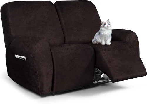 Vista 59 de ANARACHON Fundas para sillas reclinables con aspecto de cuero, funda elástica de 4 piezas, funda suave para silla reclinable, protector de muebles