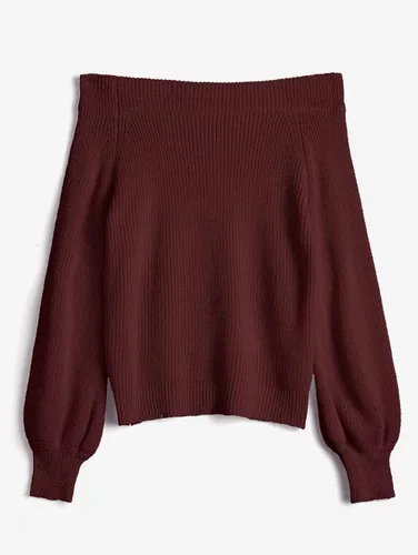 Vista 3 de ZAFUL Women Off Shoulder Sweater Long Sleeve Knit Sweater Loose Pullover Jumper Tops