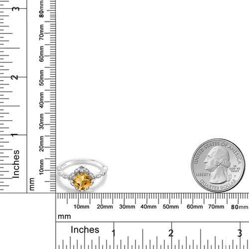 Vista 63 de Gem Stone King Anillo de compromiso solitario de moissanita blanca con piedra natal de corte cojín de 0.276 in para mujer, plata de ley 925