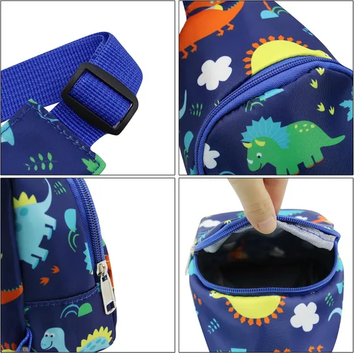 Vista 7 de ANKOMINA Bolso bandolera pequeño para niños, lindo bolso cruzado de dibujos animados, bolsa de hombro de unicornio dinosaurio para exteriores