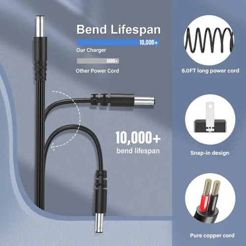 Vista 5 de Cable de alimentación con certificación UL para Echelon Connect Sport Modelo ECH-Sport Ejercicio Fitness Bike Cargador Adaptador de CA Adaptador