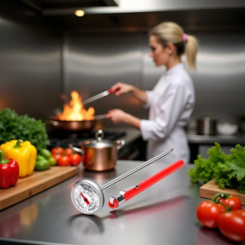 Vista 6 de 1 juego de termómetro de carne plateado para asar a la parrilla, termómetro de alimentos para cocinar, leche, termómetro de cocina, termómetro