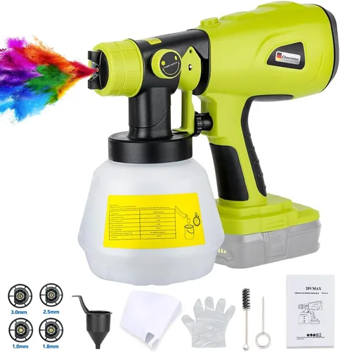 Vista 8 de Pulverizador de pintura compatible con batería DEWALT 20V MAX, pistola de pintura eléctrica HVLP inalámbrica con 3 patrones de pulverización y 4