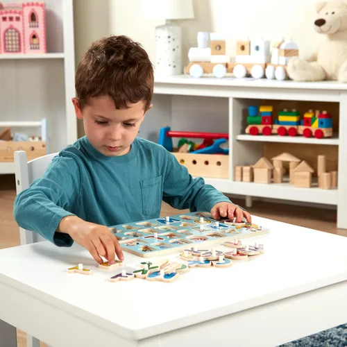 Vista 8 de Melissa & Doug Disney Classics - Rompecabezas de madera con diseño del alfabeto (26 piezas)