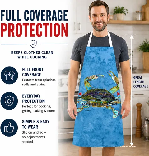 Vista 4 de Caroline's Treasures 8656APRON - Delantal de cangrejo para cocinar, hornear, manualidades, jardinería para adultos, mujeres y hombres, unisex