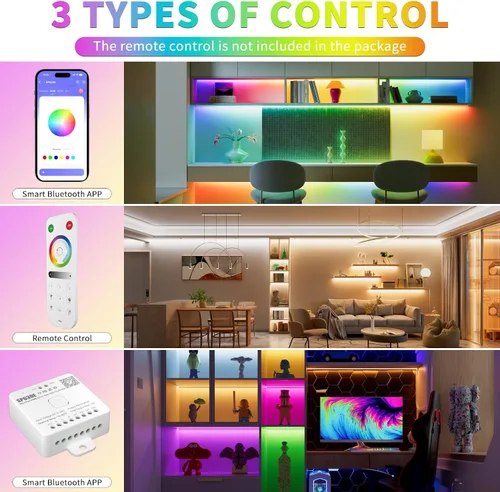 Vista 3 de PAUTIX Controlador de música LED Bluetooth 12 en 1, controlador de color completo SP630E, control de aplicación iOS/Andriod compatible con casi